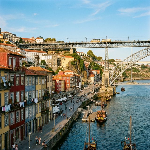 Die farbenfrohe Ribeira in Porto am Douro